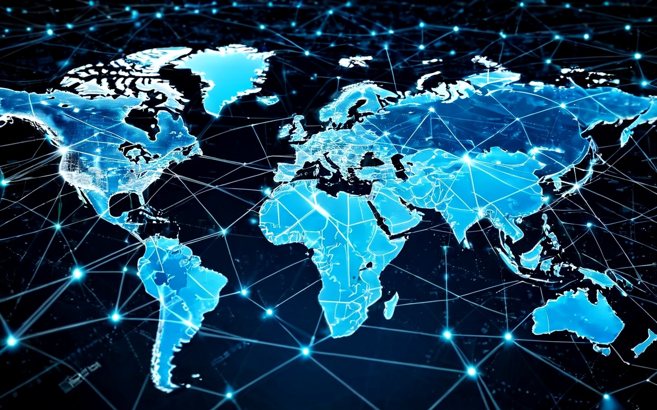 Historical world map showing the development and implementation of standardized time zones with railway lines